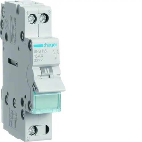 Hager SFB116 omschakelaar 16A 1-polig NO.NC I-0-II common point onder