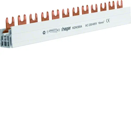 Hager KDN380A kamrail vork 3-polig 80A 16mm2 12-modulen