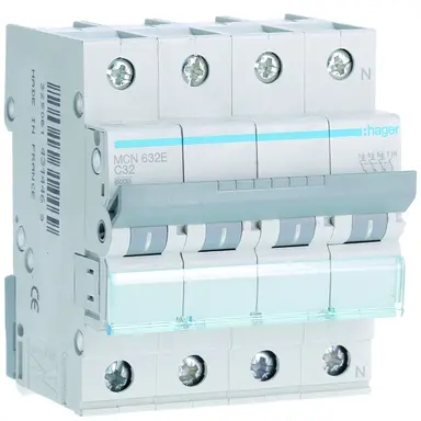 Hager MCN632E installatieautomaat 3p+N 32A C-karakteristiek 6kA