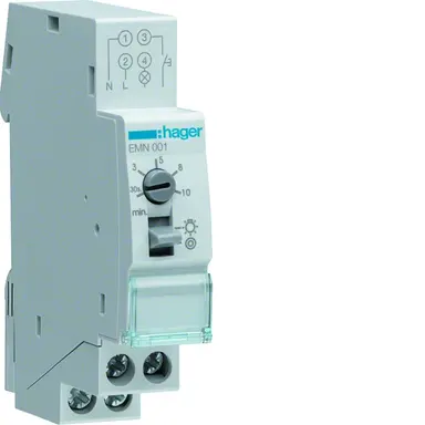Hager EMN001 trappenhuisschakelaar basis 30 sec - 10 min. DIN-rail