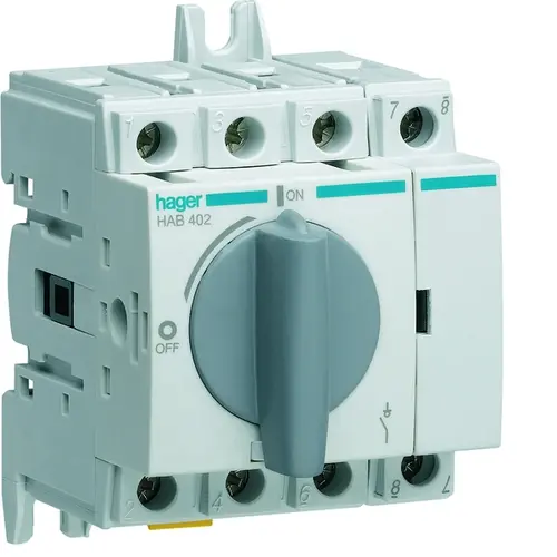 Hager HAB402 lastscheider 4-polig 20A modulair M1