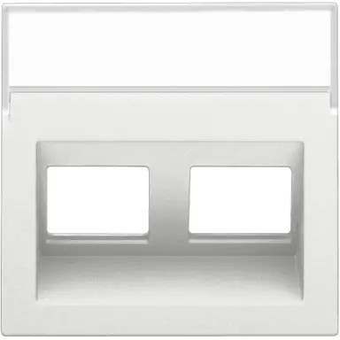 Niko 154-65400 centraalplaat 2-voudig tbv RJ draagring schuin met tekstveld white coated