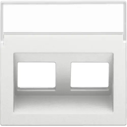 Niko 154-65400 centraalplaat 2-voudig tbv RJ draagring schuin met tekstveld white coated
