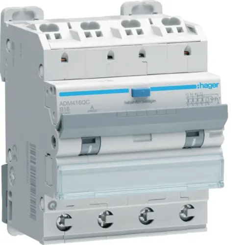 Hager ADM416QC aardlekautomaat quickconnect 16A 4-polig 30mA B-karakteristiek 6kA Klasse-A