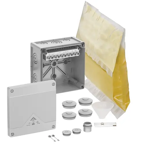 Spelsberg Abox Pro XT-10 kabeldoos met schroefklemmen en giethars 152 x 152 x 85 mm IP68 grijs