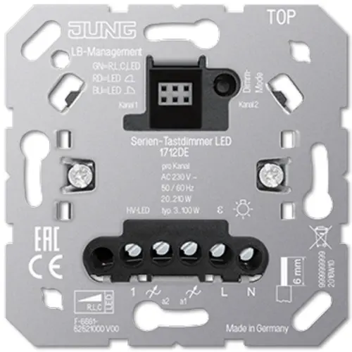JUNG 1712 DE serietastdimmer LED 2x 3-50W