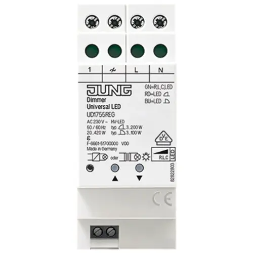 JUNG UD 1755 REG universele DIN-rail LED-dimmer 3-100W