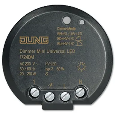JUNG 1724 DM universele LED-dimmer mini 3-100 Watt
