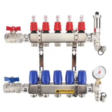 MAGNUM W32009 Premium RVS Open Vloerverwarming verdeler LT 9 Groeps