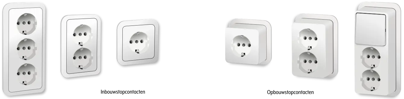 Stopcontacten zijn als inbouw en opbouw te koop