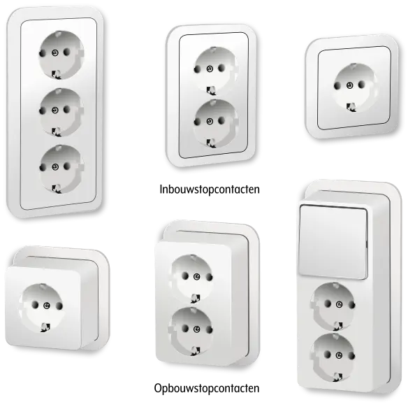 Stopcontacten zijn als inbouw en opbouw te koop