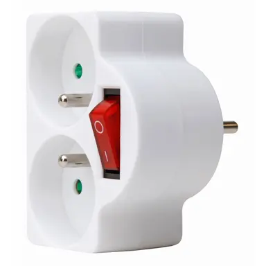 Kopp 705213002 adapter 2x penaarde Belgie met schakelaar wit