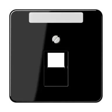 JUNG CD 569-1 NAUA SW centraalplaat 1-voudig met tekstvenster tbv RJ45 wandcontactdoos CD500 zwart glans
