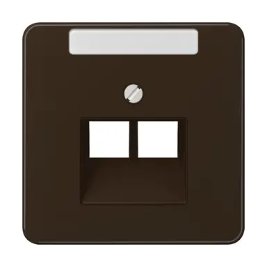 JUNG CD 569-2 NAUA BR centraalplaat 2-voudig met tekstvenster tbv RJ45 wandcontactdoos CD500 bruin