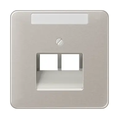 JUNG CD 569-2 NAUA PT centraalplaat 2-voudig met tekstvenster tbv RJ45 wandcontactdoos CD500 platina