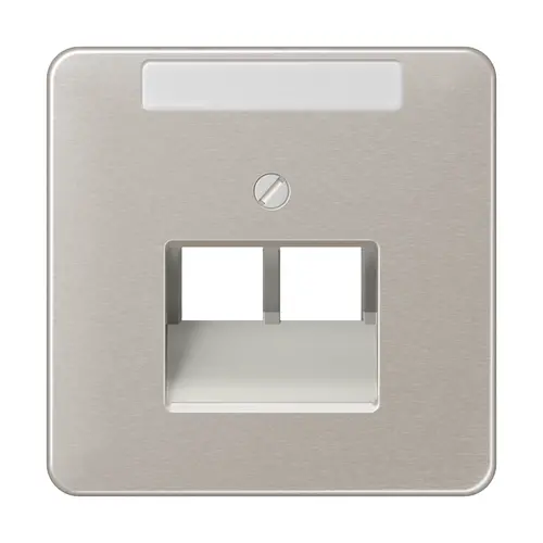 JUNG CD 569-2 NAUA PT centraalplaat 2-voudig met tekstvenster tbv RJ45 wandcontactdoos CD500 platina