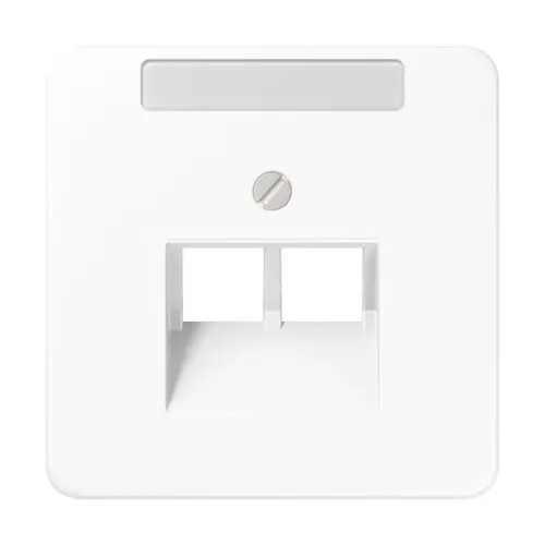 JUNG CD 569-2 NAUA WW centraalplaat 2-voudig met tekstvenster tbv RJ45 wandcontactdoos CD500 alpine wit