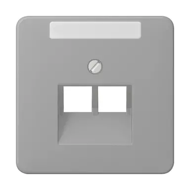 JUNG CD 569-2 NAUA GR centraalplaat 2-voudig met tekstvenster tbv RJ45 wandcontactdoos CD500 grijs