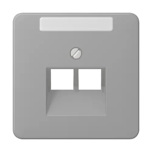 JUNG CD 569-2 NAUA GR centraalplaat 2-voudig met tekstvenster tbv RJ45 wandcontactdoos CD500 grijs