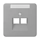 JUNG CD 569-2 NAUA GR centraalplaat 2-voudig met tekstvenster tbv RJ45 wandcontactdoos CD500 grijs