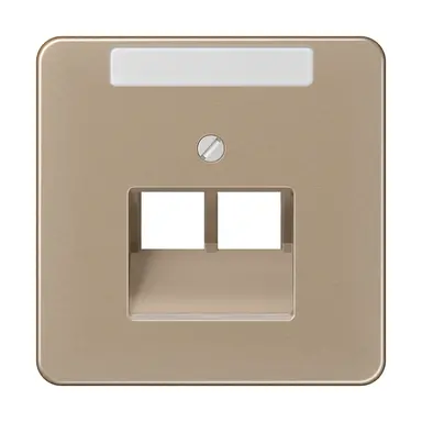 JUNG CD 569-2 NAUA GB centraalplaat 2-voudig met tekstvenster tbv RJ45 wandcontactdoos CD500 goud brons