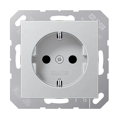 JUNG A 1520 AL wandcontactdoos randaarde met klauwbevestiging A-range aluminium
