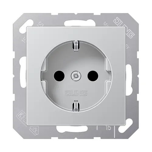 JUNG A 1520 AL wandcontactdoos randaarde met klauwbevestiging A-range aluminium