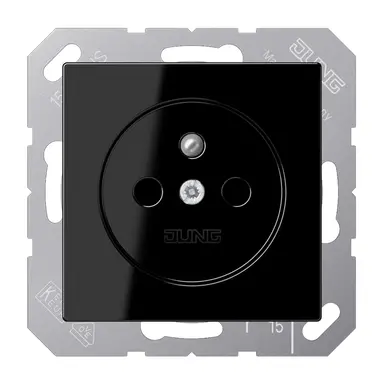 JUNG A 1520 FKI SW wandcontactdoos penaarde Safety+ A-range zwart glans