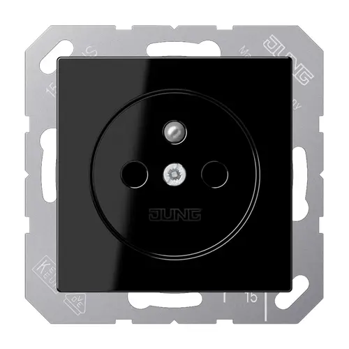 JUNG A 1520 FKI SW wandcontactdoos penaarde Safety+ A-range zwart glans