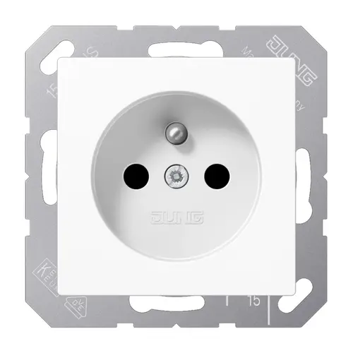 JUNG A 1520 FBFKI WW wandcontactdoos penaarde Safety+ A-range alpine wit