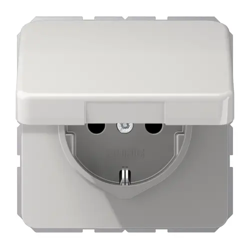 JUNG CD 1520 NBFKL LG wandcontactdoos randaarde klapdeksel CD500 lichtgrijs