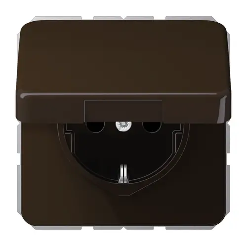 JUNG CD 1520 NBFKIKL BR wandcontactdoos randaarde Safety+ klapdeksel CD500 bruin