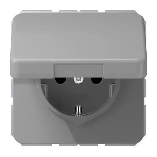 JUNG CD 1520 NBFKIKL GR wandcontactdoos randaarde Safety+ klapdeksel CD500 grijs
