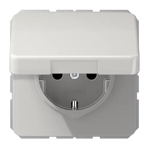 JUNG CD 1520 NBFKIKL LG wandcontactdoos randaarde Safety+ klapdeksel CD500 lichtgrijs