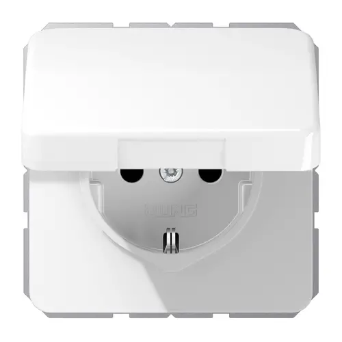 JUNG CD 1520 NBFKIKL WW wandcontactdoos randaarde Safety+ klapdeksel CD500 alpine wit