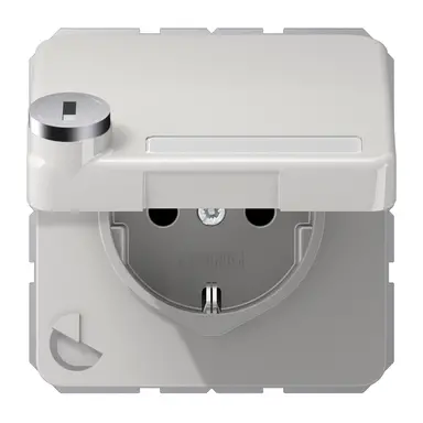 JUNG CD 1520 NNAKLSL LG wandcontactdoos randaarde Safety+ klapdeksel tekstvenster slot CD500 lichtgrijs