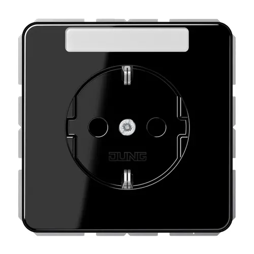 JUNG CD 1520 NKINA SW wandcontactdoos randaarde Safety+ met tekstvenster CD500 zwart glans