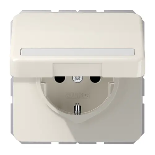 JUNG CD 1520 NBFNAKL wandcontactdoos randaarde Safety+ met tekstvenster en klapdeksel CD500 creme