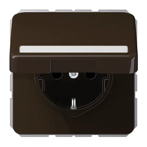 JUNG CD 1520 NBFNAKL BR wandcontactdoos randaarde Safety+ met tekstvenster en klapdeksel CD500 bruin