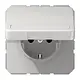 JUNG CD 1520 NBFNAKL LG wandcontactdoos randaarde Safety+ met tekstvenster en klapdeksel CD500 lichtgrijs