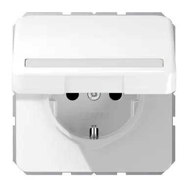 JUNG CD 1520 NBFNAKL WW wandcontactdoos randaarde Safety+ met tekstvenster en klapdeksel CD500 alpine wit