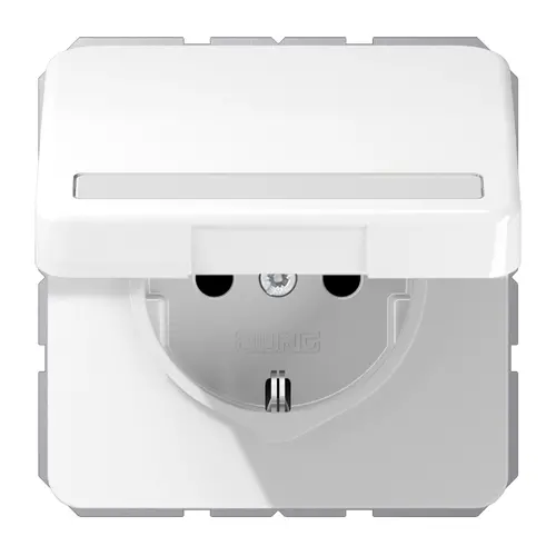 JUNG CD 1520 NBFNAKL WW wandcontactdoos randaarde Safety+ met tekstvenster en klapdeksel CD500 alpine wit