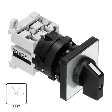 ASN ST41/8VZ/F637 standenschakelaar inbouw 1-polig 25A 400V 4-standen IP40