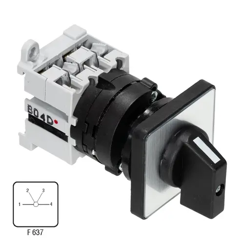 ASN ST41/8VZ/F637 standenschakelaar inbouw 1-polig 25A 400V 4-standen IP40
