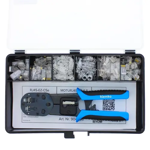 Klemko ATK-EZRJ45-T assortimentsdoos RJ11 RJ12 RJ45 CAT5E CAT6 met modulaire multitang