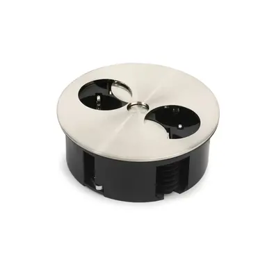 Bachmann 931.000 inbouwstopcontact Twist rond 115mm met 2x randaarde wcd en 2m snoer met RA-stekker RVS-look