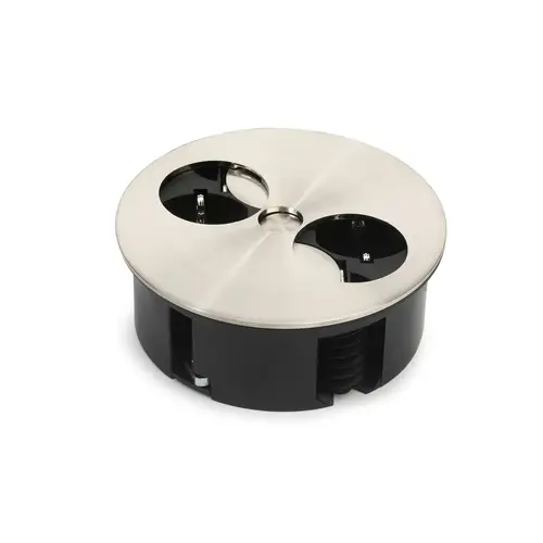 Bachmann 931.000 inbouwstopcontact Twist rond 115mm met 2x randaarde wcd en 2m snoer met RA-stekker RVS-look