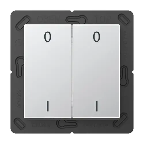 JUNG ENO A 595-01 AL EnOcean radiografische wandzender 4-kanaals met symbolen 0-1 A-range aluminium