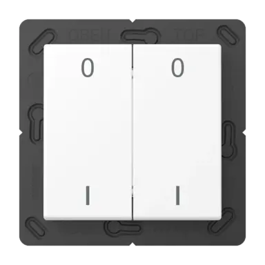 JUNG ENO A 595-01 WWM EnOcean radiografische wandzender 4-kanaals met symbolen 0-1 A-range sneeuwwit mat