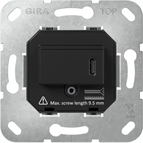 Gira 236300 USB-lader type C met snellaadfunctie Power Delivery 65 W zwart